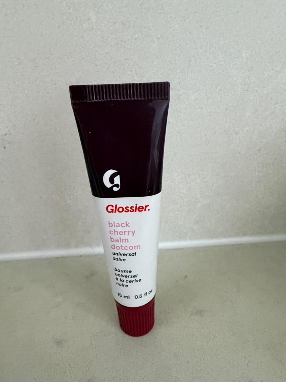 Glossier Maroon & White Black Cherry Balm Dotcom Universal Salve